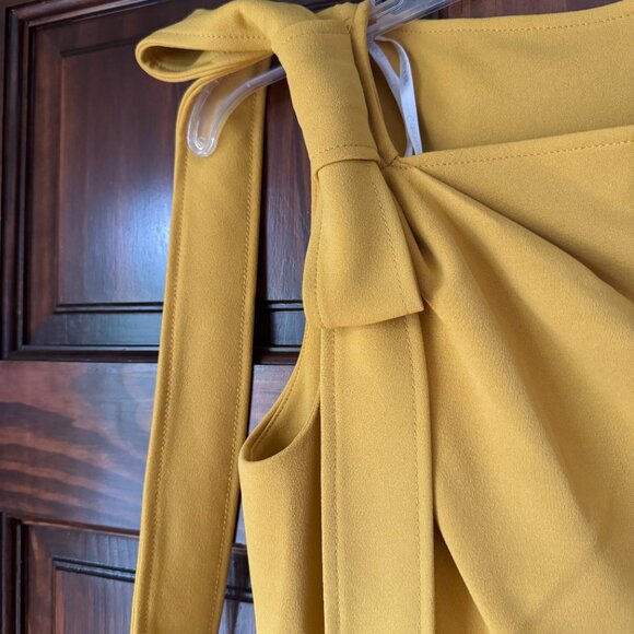 NWT Calvin Klein Dark Yellow Sheath Dress with Bow/Shoulder Detailing! - Picture 3 of 8